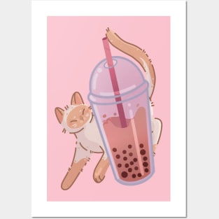 Bubble Tea Boba Red Point Thai Cat Posters and Art